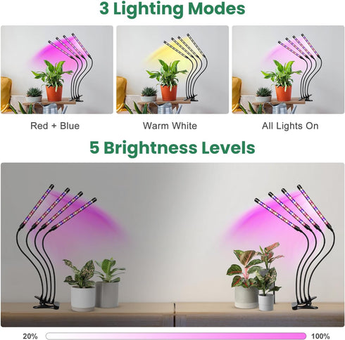 80 3 5 Dimming 6/12/16H, 360 Plant(2Pack) Garpsen Grow Light, LEDs Full Spectrum Plant Lights for Indoor Growing