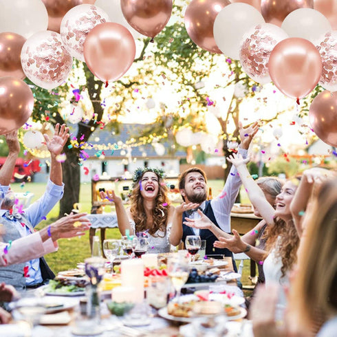 Rose Gold Confetti Balloons, 50pcs 12 Inch Metallic Latex Balloons for Birthday Party Wedding Decorations