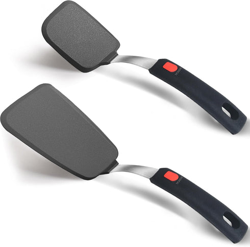 2-Pack Flexible Silicone Spatula Turner, 600 F Heat Resistant for Nonstick Cookware, Kitchen Utensil Set