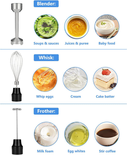 Handheld Immersion Blender, 700W Mixer with Variable Speeds, Multi-function Stainless Steel Electric Kitchen Blender