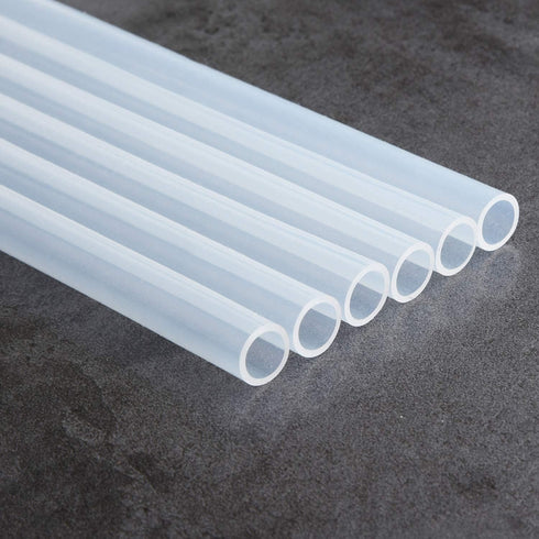ALINK Reusable Clear Silicone Boba/Bubble Tea Straws, 14mm X 10", Pack of 6 with Cleaning Brush, Extra Wide Flexible