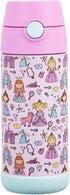 Snug Insulated Kids Water Bottle with Straw & Spout, Double-Wall Stainless Steel, 12oz, Princess Design