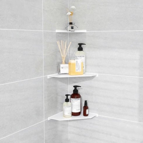YUjieSTC 6 Inch White Floating Corner Shelf Wall Mounted, Triangle Decorative Shelf for Home, Bathroom, Phone & Small