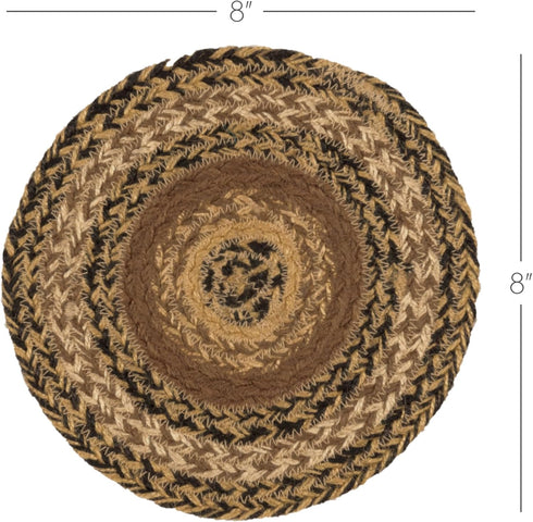 VHC Brands Kettle Grove Primitive Textured Jute Striped Round Kitchen Table Trivet, 8"