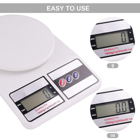 Kinstecks 10KG Digital Kitchen Scales, Portable Electronic Cooking Scale with Tara Function for Home Office