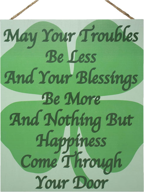 Irish Blessing Wooden Sign Wall Art, May Your Troubles Be Less, Irish Gifts & Prayer Home Decor