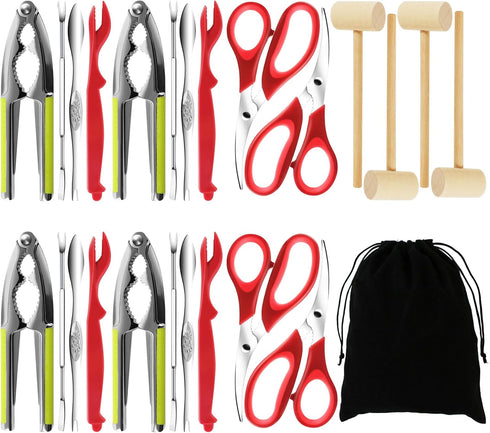 Seafood Crab Crackers and Tools, 25 Pcs Crab Leg Cracker Tool, Nut