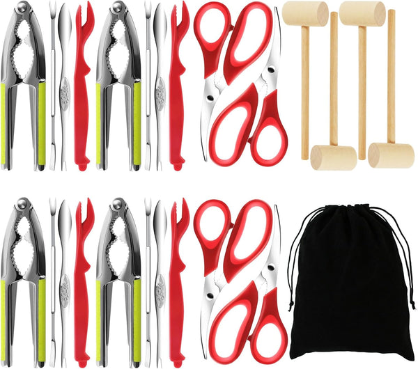 Seafood Crab Crackers and Tools, 25 Pcs Crab Leg Cracker Tool, Nut