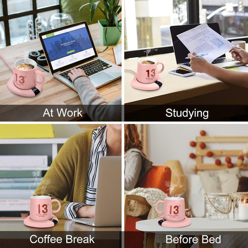 TRILINK Electric Coffee Mug Warmer, Portable Cup Heater for Desk, 3 Temperature Levels, Auto Shut Off, Pink