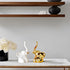 Home Decor Elephant Statues - 1 Pair of Small Decorative Accents for Living Room and Bedroom, Gold and White