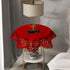 Grelucgo (33 Inches Small Embroidered Christmas Holiday Holly Tree Tablecloth for Coffee Table or Nightstand Round