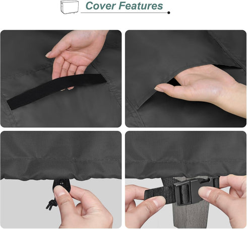 32L 32W 17H inch, Patio Ottoman Cover, Waterproof Outdoor Square Furniture Cover for Side & End Table x x Black