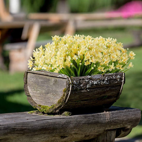 6 Bundles of Yellow Artificial Daffodils Flowers, UV Resistant Faux Plastic Plants for Wedding, Home, Garden, Office
