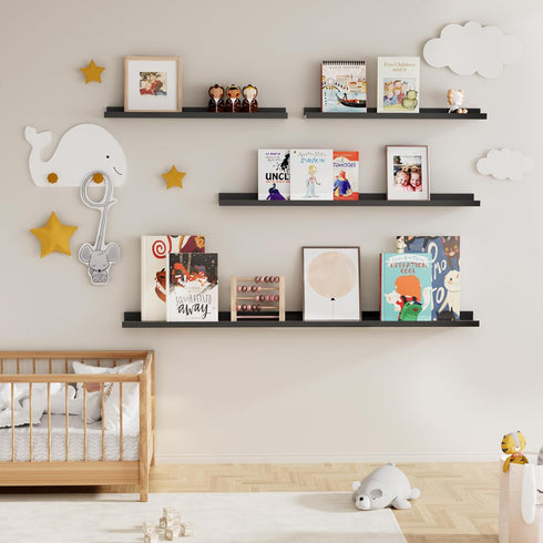 24 Inch Set 2, Fun Memories Picture Ledge Shelf, Floating Shelves of Nursery Book Shelves for Toys Storage, Kids