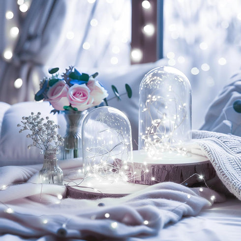 66Feet 200LEDs Fairy Lights Plug in, Pure White String Lights, Waterproof Flexible Silver Wire Starry Lights