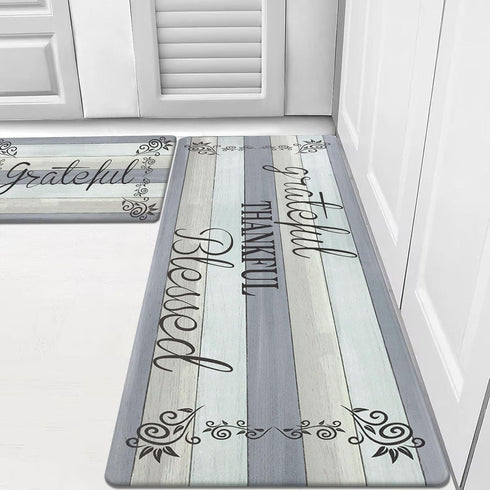 HEBE Anti Fatigue Kitchen Mat Set of 2, Non Slip Cushioned Kitchen Mats for Floor, Waterproof Farmhouse Rugs
