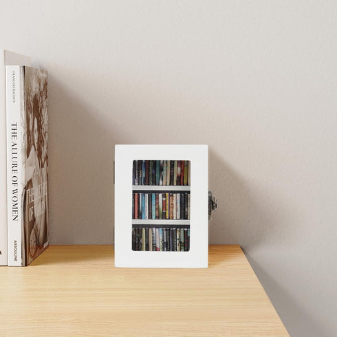 60PCS Lovers(White,3.75"*2.75"*2") MACEVIA Shakeable Anxiety Mini Bookshelf Decor, Ornament Miniature Bookshelf