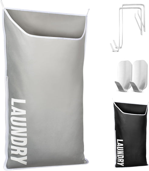 Hanging Laundry Hamper Bag, Space Saving Over the Door Storage for Dirty Clothes, Washable Organizer for Small Rooms