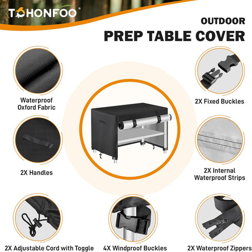 PC3401S PC3401B, 40 inch 40"L 24"W 32"H Outdoor Prep Table Cover with Split Zipper for Royal Gourmet Cart Flattop