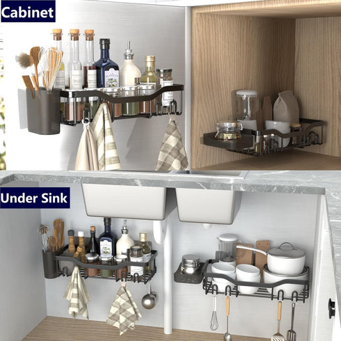 Shower Caddy Adhesive Organizer, Bathroom Shower Shelves with Soap Dish & Hooks, Rustproof Stainless Steel
