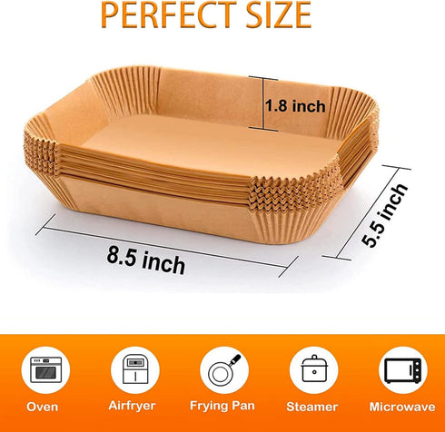 Air Fryer Disposable Paper Liner, Rectangular for Ninja 2-Basket Air Fryer, 100Pcs Non-stick Parchment Paper