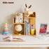 Short Bookshelf Small Desk Organizer - Unique Cactus Bookcase for Book Display and Small Plant Stand, Natural Wood Color