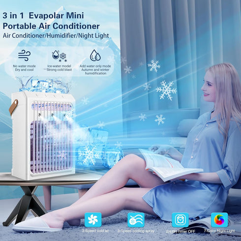 gootu Conditioners,1000ML Conditioner,3 Cooler,2/4/6H OFF,7Color Portable Air Portable AC Unit,Personal Small Air Speed