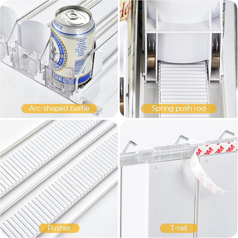 OTraki Drink Organizer for Fridge, Soda Can Dispenser with Pusher Glide, Adjustable Beverage Storage for 15 Cans