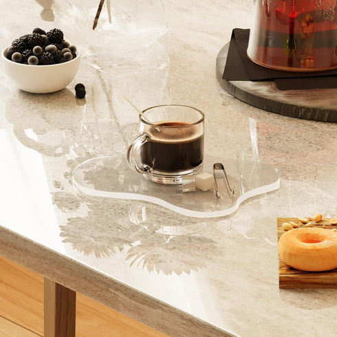 Jivlccy Acrylic Desk Coaster Decorative Plates, Clear Cloud Shape bar Drink Coasters, Coffee Cup Coaster for Desk