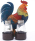 Vintage Metal Rooster Holder Caddy for Spices and Seasonings - Rooster Salt and Pepper Shakers Set, Two Glass Shakers