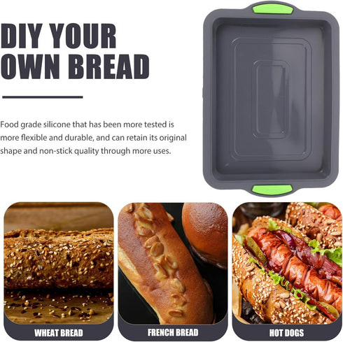 Hemoton Silicone Baking Sheet Tray Pan - Nonstick Rectangular Cookie Sheet with Silicone Handle for Oven