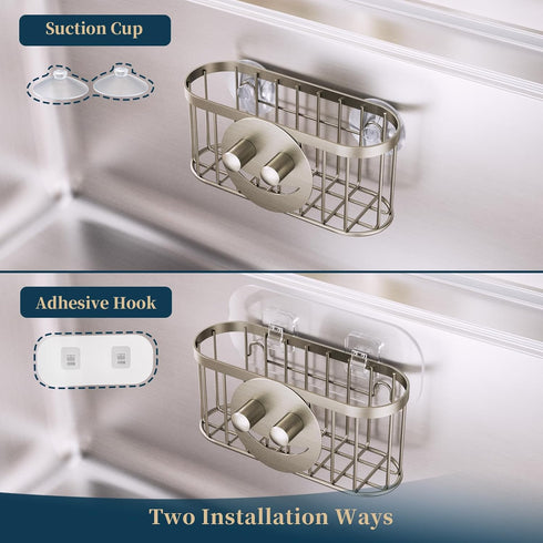 Consumest Sponge Holder Smiley Face - Kitchen Sink Caddy, Sink Organizer with Removable Suction Cups & Adhesive Strips