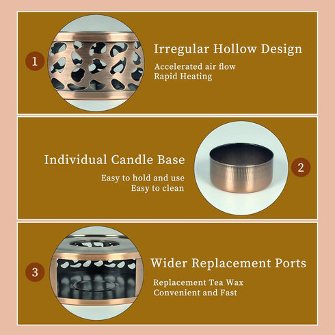 Teapot Candle Warmer with Tea Light Heater, C-Bronze Teapot Heating Base and Candle Holder
