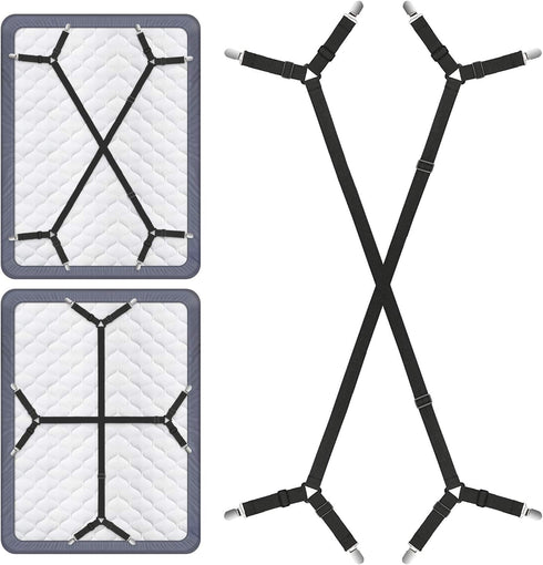 Foloda Bed Sheet Holders - 2 pcs Adjustable Fitted Sheet Straps Holders for Bed Corner, Keep Sheet Firm Tight