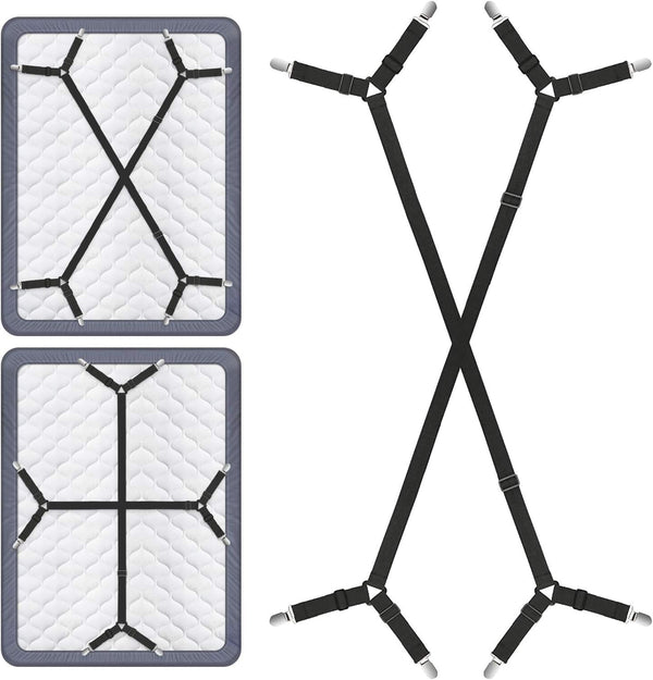 Foloda Bed Sheet Holders - 2 pcs Adjustable Fitted Sheet Straps Holders for Bed Corner, Keep Sheet Firm Tight