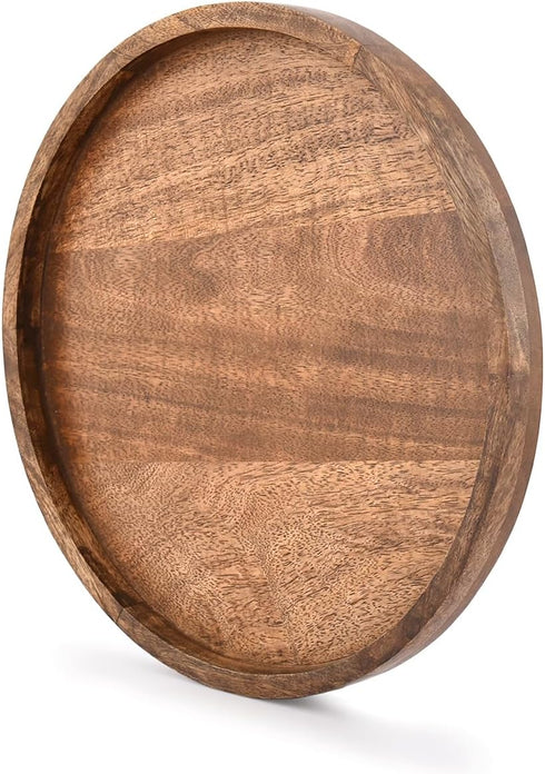 EDHAS (12" 12" 1") Round Wooden Decorative Candle Holder Tray for Coffee Table Centerpieces Modern Farmhouse Home