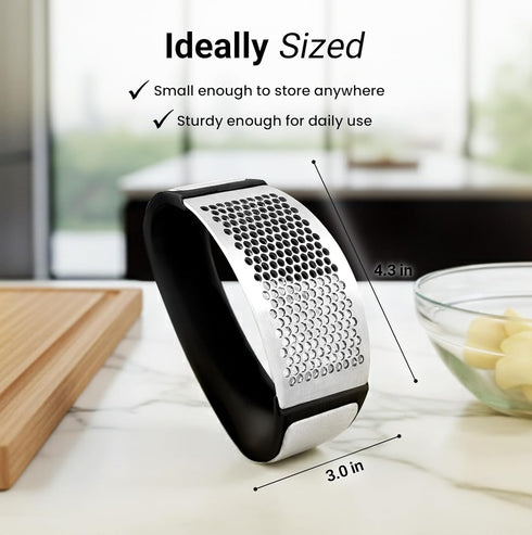 Set Zulay Kitchen Stainless Steel Garlic Press Rocker - Premium Garlic Mincer Garlic Crusher - New Innovative Garlic