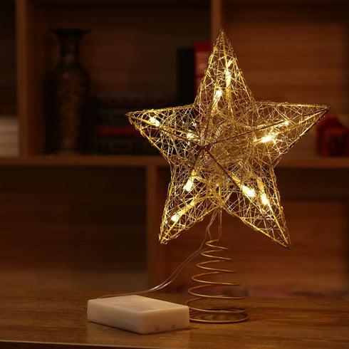 Cabilock Tree Topper Star - Christmas LED Star Tree Topper, Battery Operated Sparkly Ornament for Treetop Decoration