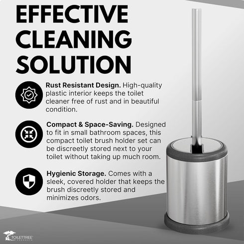 Set (2 Pack) ToiletTree Products Toilet Brush with Lid - Sleek Toilet Bowl Brush and Holder - Toilet Scrubber Brush