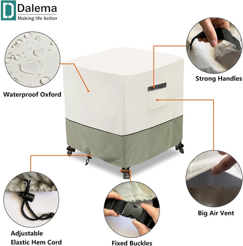 Square,600D 25" 25" 18" Waterproof Outdoor Ottoman Cover Heavy Duty Patio Small Side Table Cover,Patio Furniture Covers
