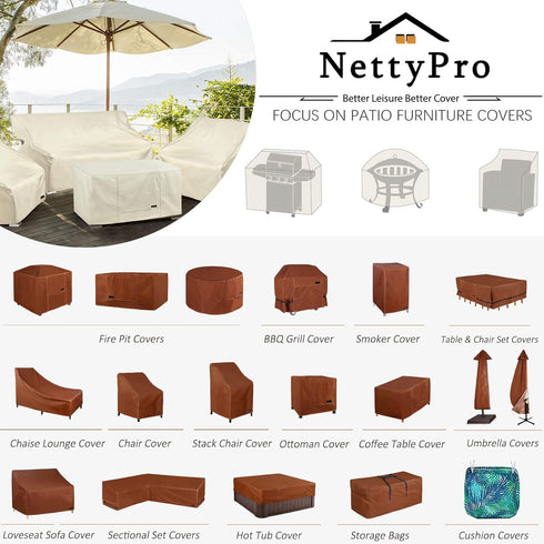 24 24 Inch NettyPro Waterproof Outdoor Furniture Side Table Cover x Patio Square Ottoman Table Cover All Weather