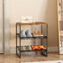4 Closet 3 Closet Garden you Shoe Rack for Narrow Tiers, Small Shoe Rack with Brown Wooden Tabletop, Adjustable Metal