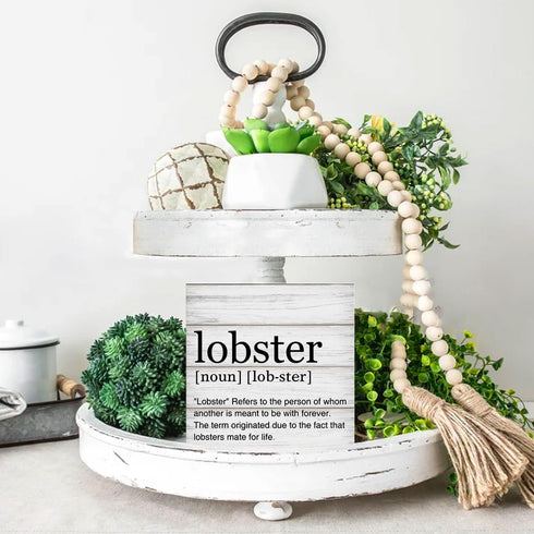 Dumyum 5 5 Inches Lobster Definition Decor Lobster Definition Wooden Box Sign Rustic Desk Decorative Wooden Sign Home