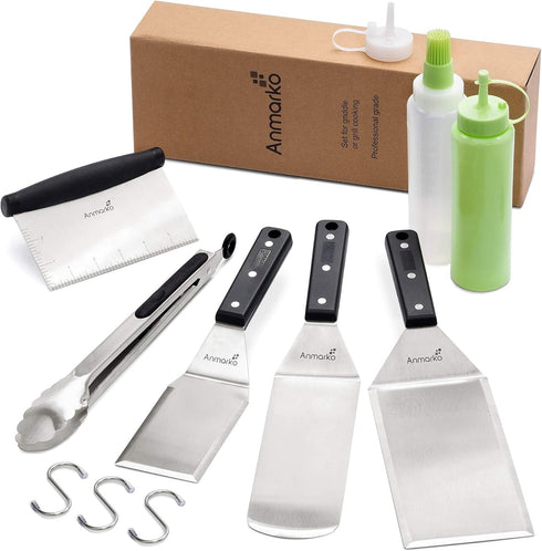 Metal Spatula Set - Griddle Accessories Kit for BBQ Grill, Flat Spatula, Hamburger Turner, Commercial Grade