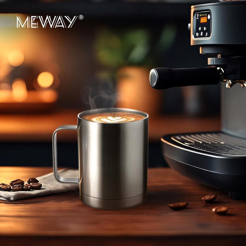 MEWAY 12oz Coffee Mug with Handle, Stainless Steel Insulated Travel Tumbler for Hot & Cold Drinks