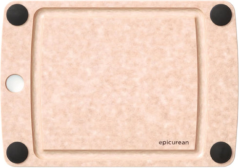 Epicurean All-In-One Cutting Board - 10" × 7" with Non-Slip Feet and Juice Groove, Natural/Black