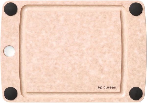 Epicurean All-In-One Cutting Board - 10" × 7" with Non-Slip Feet and Juice Groove, Natural/Black