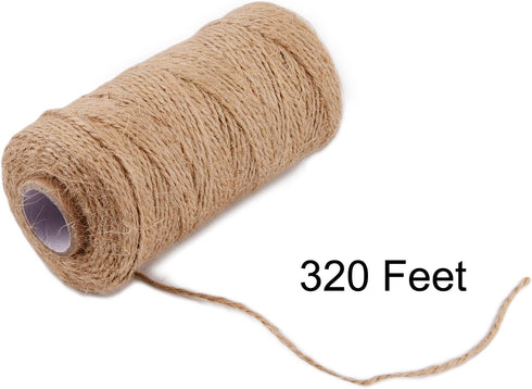 320 Feet Jute Twine and 100 Mini Natural Wooden Craft Clothespins Pegs Clips