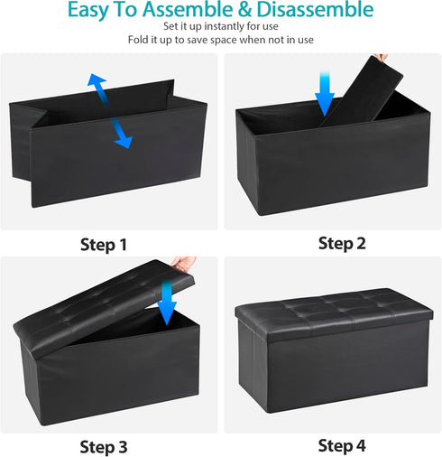 30 Inches 15" 30" 15" LEMY Folding Ottoman Storage Bench, Foot Rest Stool with Wooden Divider&Large Storage Space