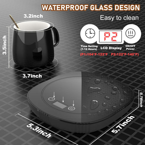 2 Settings 1-12H Coffee Mug Warmer, Cup Warmer for Desk with Auto Shut Off, Temp & Timer, Coffee Heater Smart Electric